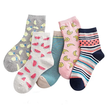 

5pair Women Cartoon Socks Cat Dog Animal Fruit Crew Socks Cotton Winter Warm Harajuku Funny Socks Short Ankle Kawaii Cute Socks