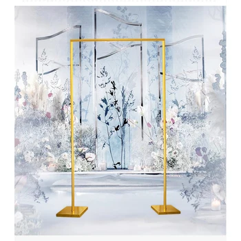 

Square Wedding arch metal arch shiny gold plated arch golden wedding backdrop stand stage rectangular flower arch decoration