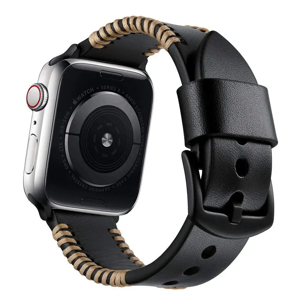 Ремешок для часов с белой проволокой из натуральной кожи Apple Watch 4 Band Serise 3 2 1 44 мм/40