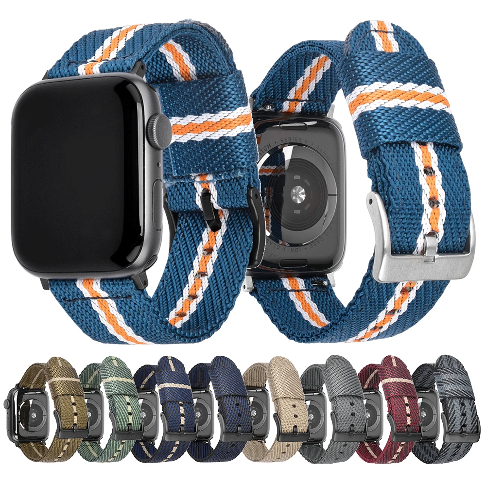 Apple Watch 시리즈 SE 6 5 4 3 2 1 용 나일론 스트랩 38mm 40mm ..