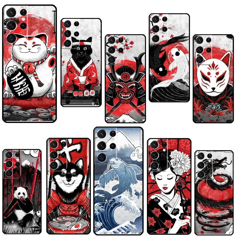 Red Sun Japanese Japan Art Phone Case Per Samsung Galaxy S23 S22 Ultra Note 20 10 S8 S9 S10 Plus S20 Fe S21 Fe Cover