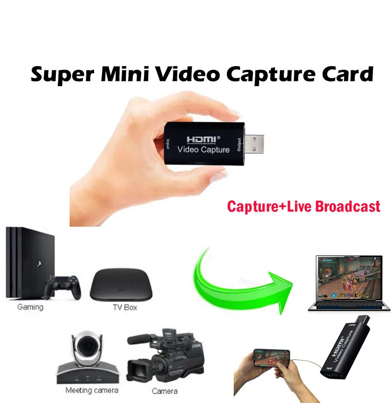 

Mini 4K 1080P HDMI To USB 2.0 Video Capture Card Game Recording Box for Computer Youtube OBS Etc. Live Streaming Broadcast Video