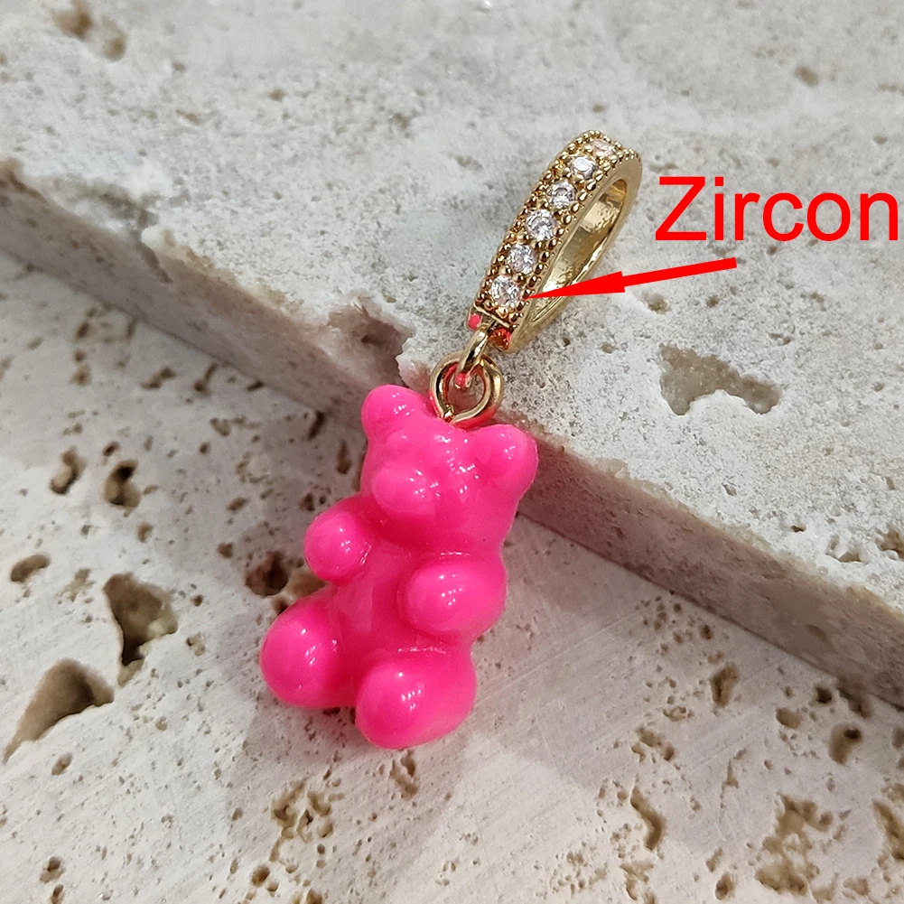 2021 Candy Color Gummy Bear Resin Pendant Necklace for Women Simple Golden Metal Chain Necklace Female Fashion Jewelry Gifts 