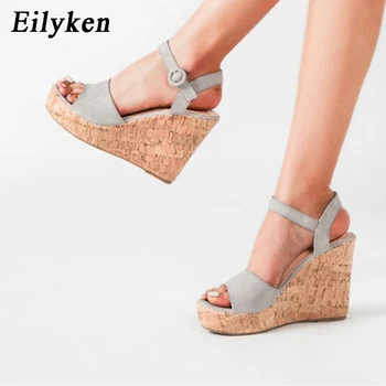 

Eilyken Elegant Women Dress Shoes Fashion Design Ankle Buckle Strap Platform Wedge Sandals Femme Open Toe High Heels Size 36-43
