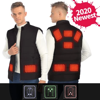 

Washable CoupleUsb Down Heated Jacket 8 Infrared Heat Pad Jacket Fashion Warm Men's Vest Heat Winter Hiking Clothing Lightweight