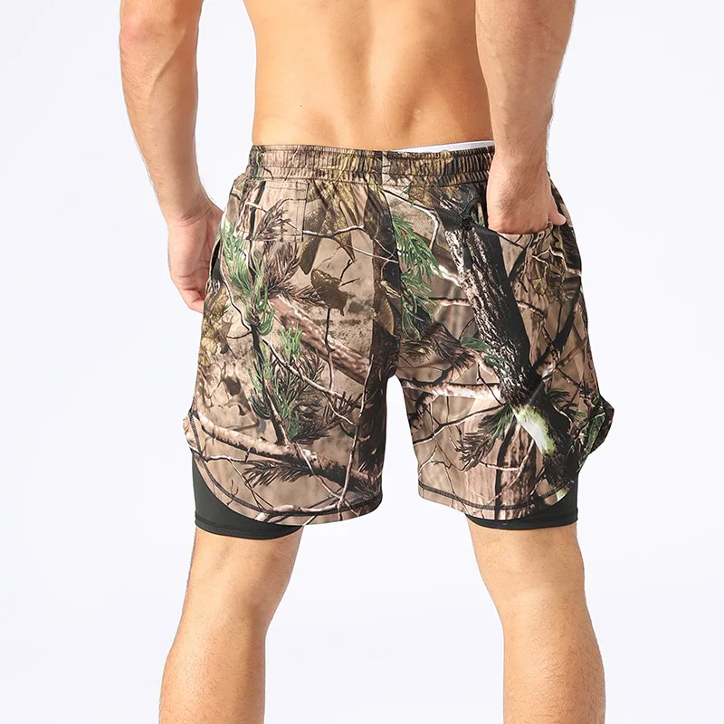 Tactical Running Shorts Men Summer Quick Dry Sport Training Built-in Pockets Hips Hiden Jogging Camouflage Fitness 2 in 1 Shorts casual shorts