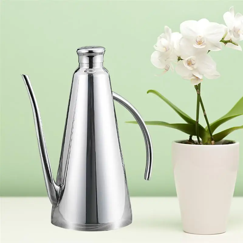 1pc 1L Vinegar Bottle Durable Dust-proof Stainless Steel Oil Bottle Oil Container Vinegar Container for Kitchen Restaurant BBQ