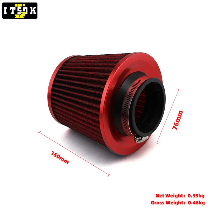 Performance Air Intake Filter High Flow 76mm Sports Racing Car Tuning Cold Mushroom Head 6 Inch Cone air filters car filter JDM Universale