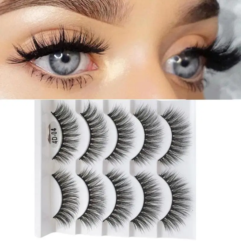 

5 Pairs False Eyelashes Handmade Natural Eyelashes Makeup Soft Thick Long 3D Fake Mink Eyelashes Eyelashes Eye Lashes
