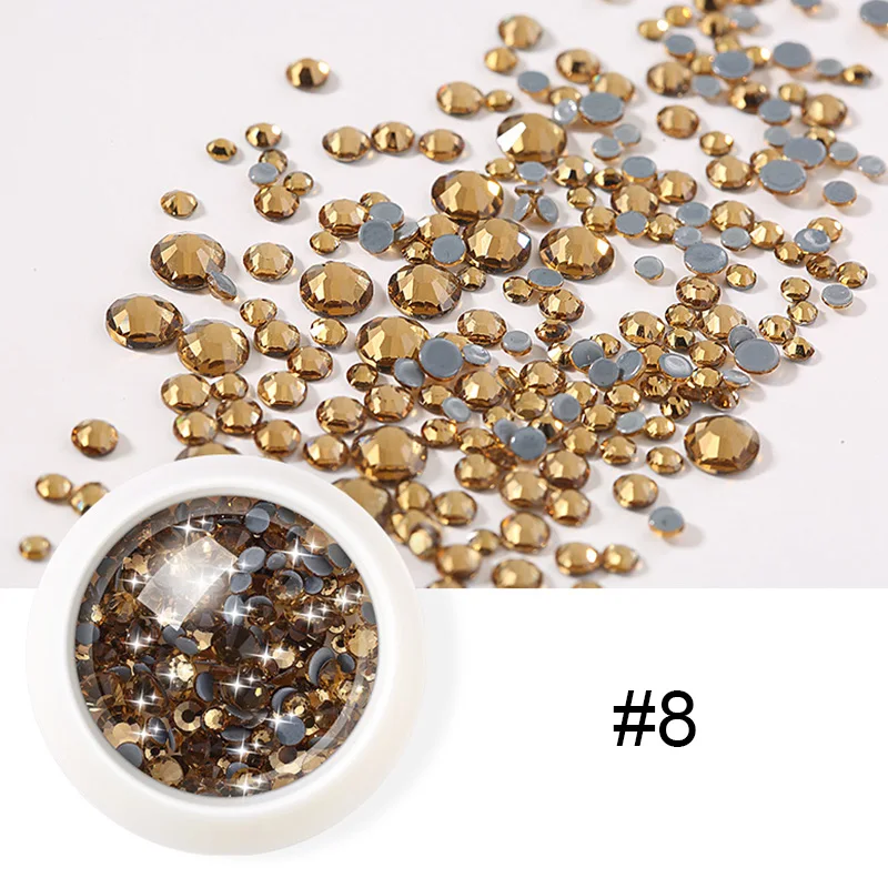 1 Box Nail Rhinestones Red Colorful Flat Bottom Mixed Size Nail Art Beads DIY Manicure 3D Nail Art Decorations 30 Colors - Цвет: 8