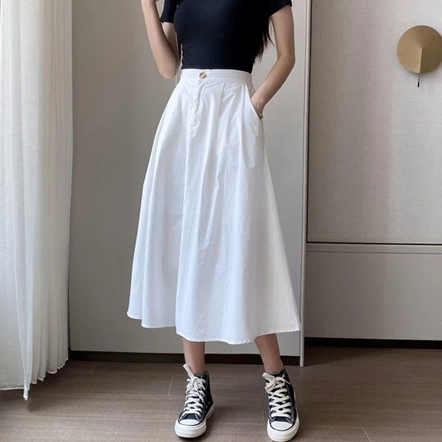 Belted Texture Flare Maxi Skirt in White - Retro, Indie and Unique Fashion