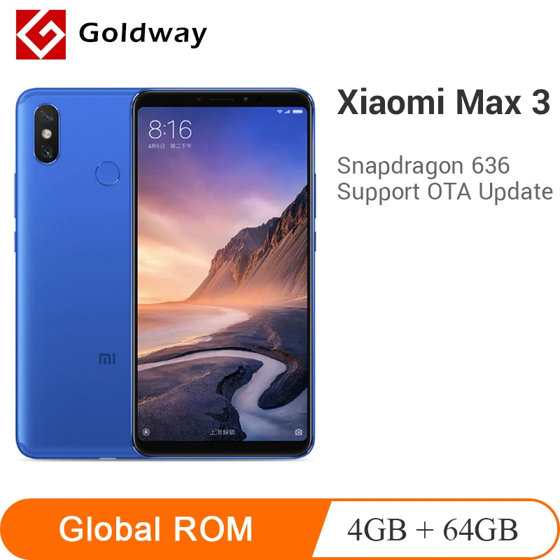 Оригинальный телефон Xiaomi Mi Max 3 4 ГБ ОЗУ 64 ПЗУ 6 9 дюймовый полноэкранный дисплей