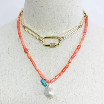 

Women's coral long pendant necklace adjustable delicate fashion pearl pendant accessories ohemia style бижутерия на шею 2020