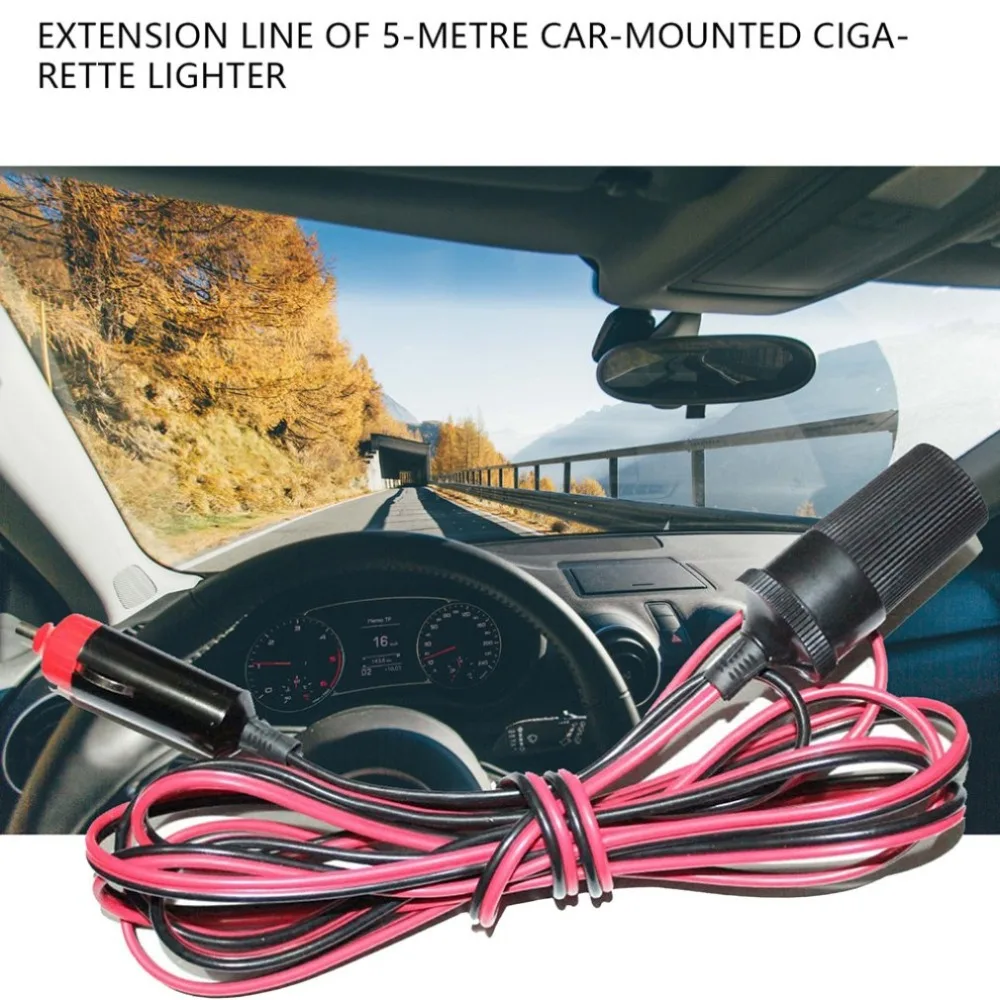 5 M Car Cigarette Lighter Extension Cord Car Power Cord Wire Car Washing Machine Cigarette Lighter Line