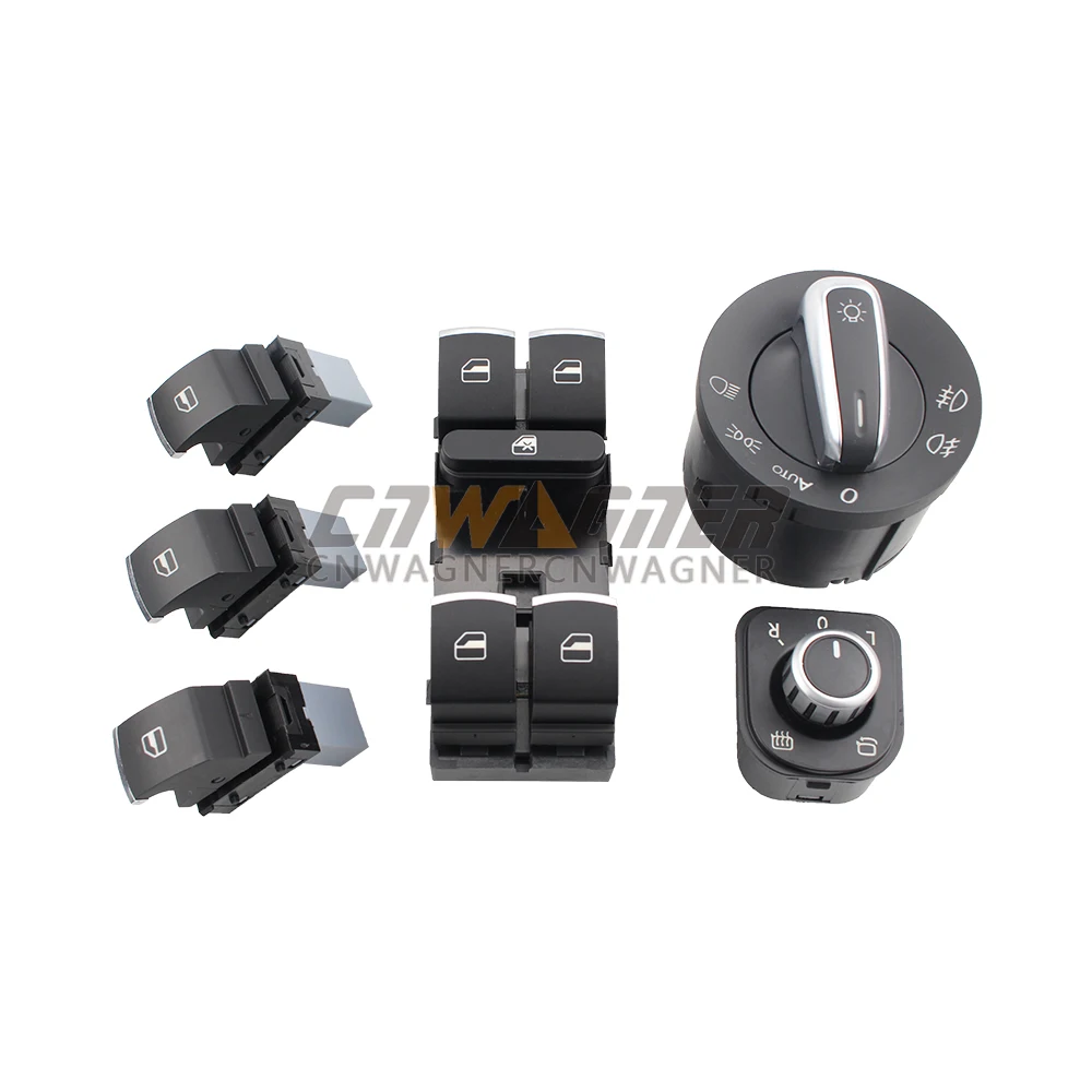 

6pcs Chrome Electric Power Window Rear Side Mirror Headlight Fog Control Switch For VW Jetta Golf 5 6 Golf GTI Tiguan