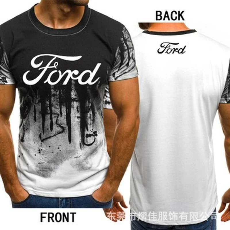 Mens Short Sleeve for Ford Car Logo T-shirt Summer casual Cotton Gradient T shirts Fashion Hip Hop Harajuku Male Brand | Мужская одежда