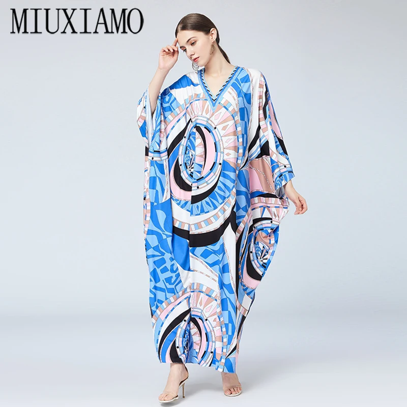 Платье MIUXIMAO женское длинное с V-образным вырезом и рукавом летучая мышь