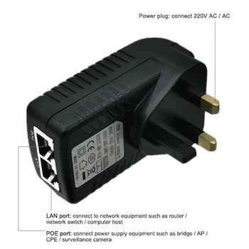 

CCTV Security Surveillance PoE Power Supply 48V 0.5A 24W POE Wall Plug POE Injector Ethernet Adapter IP Camera Phone UK Plug