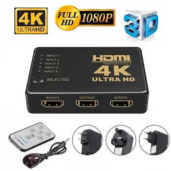 

4K HD1080P Mini HDMI Switch Switcher 1X5 Port HDMI Switch Selector Splitter With Hub IR Remote Controller For HDTV DVD TV BOX