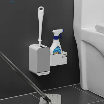 

Modern Silicone Toilet Brush Wall Mounted Cleaning Set Toilet Brush Holder Organizer Salle De Bain Bathroom Supplies DE50MT