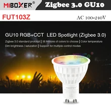 

MiBoxer FUT103Z 4W GU10 RGB+CCT LED Spotlight Zigbee 3.0 gateway Controller/Voice/ App Control Smart Bulb Lamp AC 110V 220V