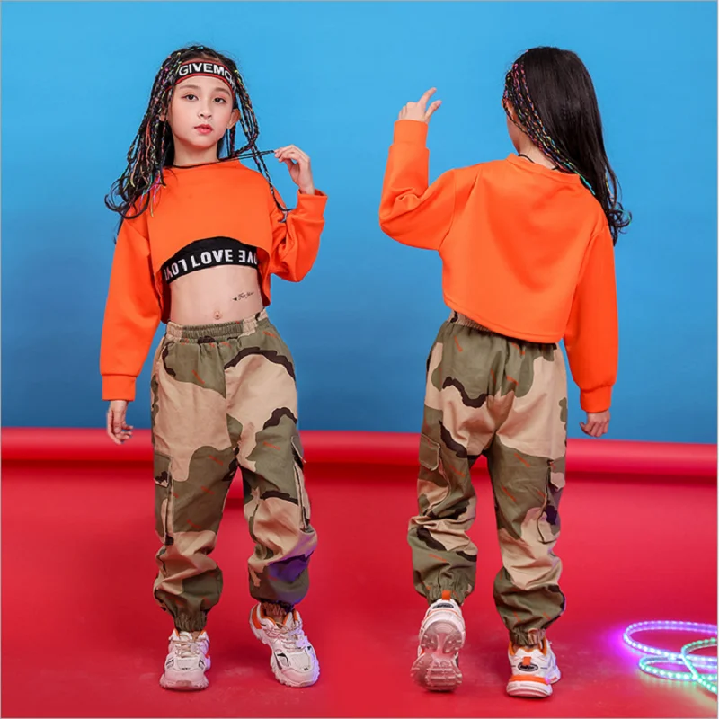 Children S Clothing Hip Hop Set For Teenage Girls Cotton Sports Suits Street Wear Crop Tops Pants 2pcs Girls Sets Dance Clothes Clothing Sets Aliexpress