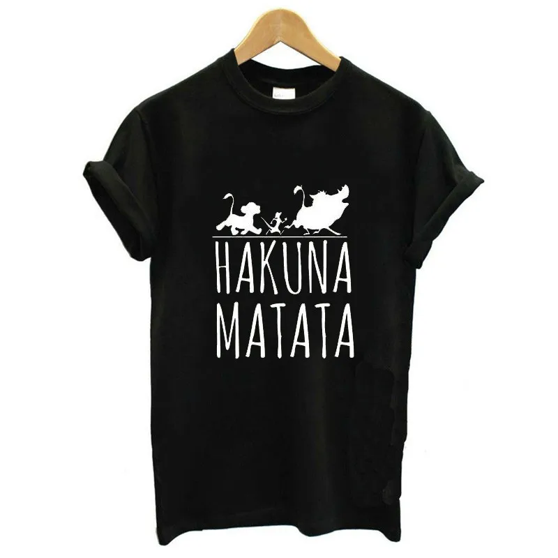 

2019 Hakuna Matata Lettera Della Stampa Tee Shirt Homme Donne Di Estate T Shirt A Manica Corta Plus Size Women Casual