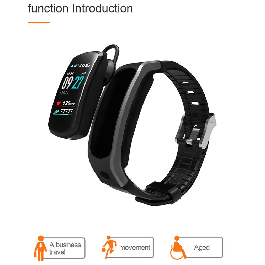M5 Bluetooth Earphone Smart Wristband Bracelet wireless Headset Heart Rate Monitor Blood Pressure Fitness Tracker Smartwatch