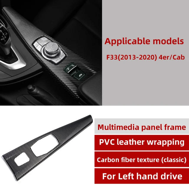 QianBao Compatible with Carbon Fiber Car Multimedia Button Keys Panel Frame Cover Decoration Sticker for BMW 3 4 Series GT F30 2019 2018 2017 2016 2015 2014 2013 Black 1PCS 