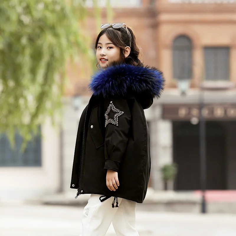Children Down Jacket Girls Thick Warm Russian Winter Kids Outerwear Teenage Parka Fur Coat 4-13 Years Snowsuit Kids Clothes