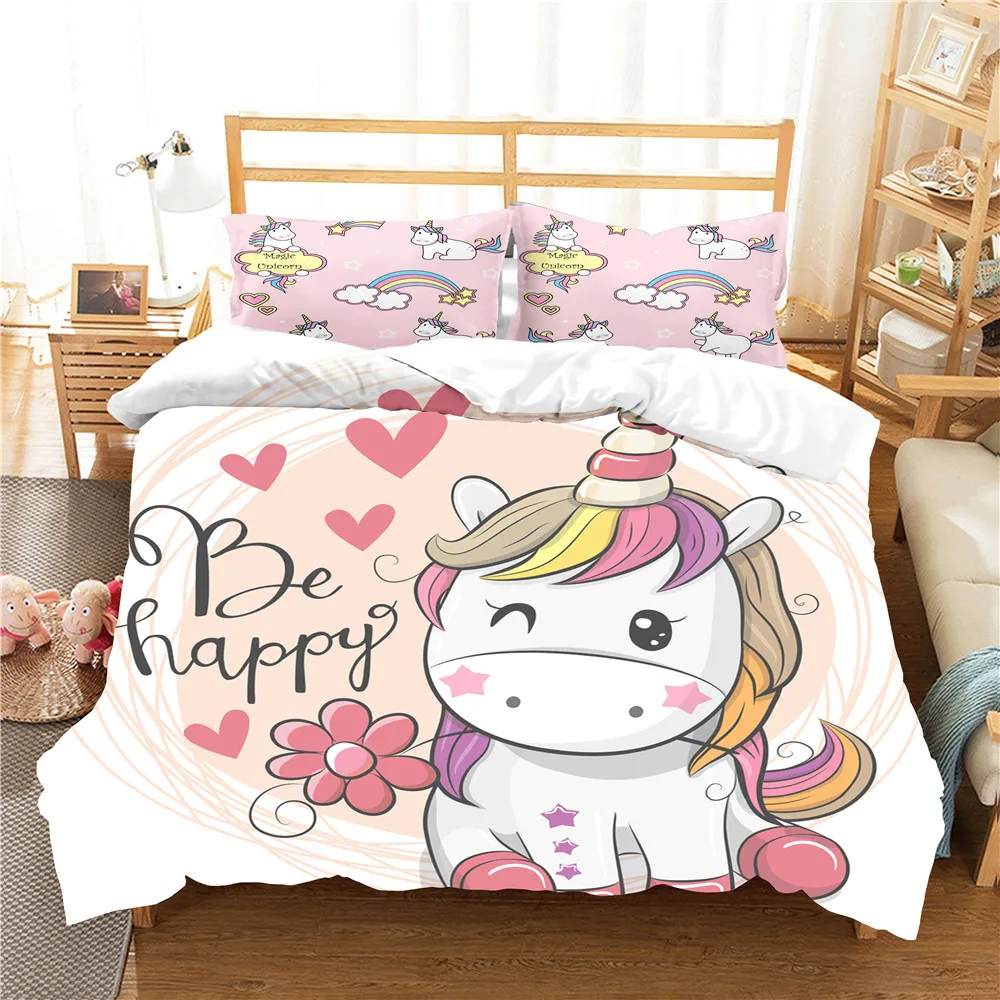 

Bedroom Bedding Unicorn Pattern Duvet Cover Set Soft Material Home Textiles with Pillowcase Bed Linens King Double Size