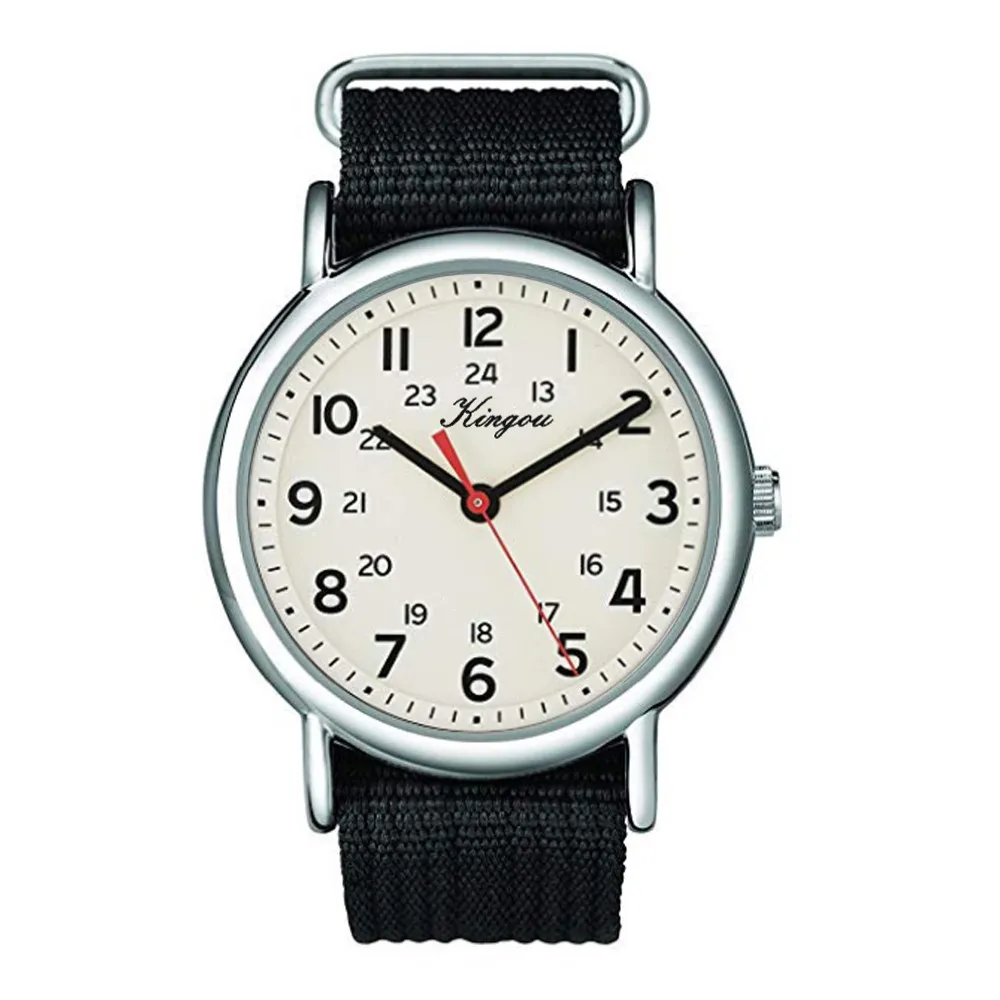 Для мужчин кварцевые часы модные все арабские цифры и 24-часовой военное время нейлоновый ремень кварцевые часы erkek kol saati relogio50 - Цвет: color as shown