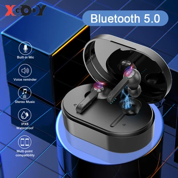 

XGODY TWS Earphones M18 True Wireless Headphones Bluetooth 5.0 HiFi Stereo Smart Touch Control Noise Cancellation IPX6 Earbuds
