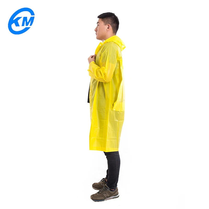 EVA material yellow rain poncho with backpack long raincoat for men and women