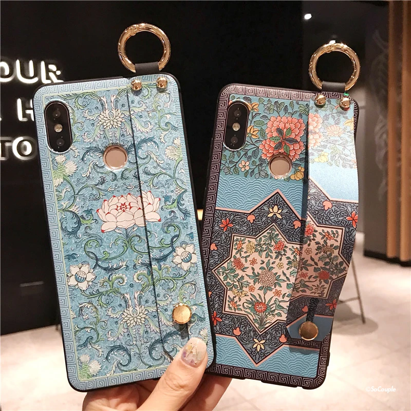 SoCouple Wrist Strap Soft TPU Phone Case For Xiaomi Redmi note 5 Global 5.99'' Flower embroidery Pattern Phone Holder Case (9)