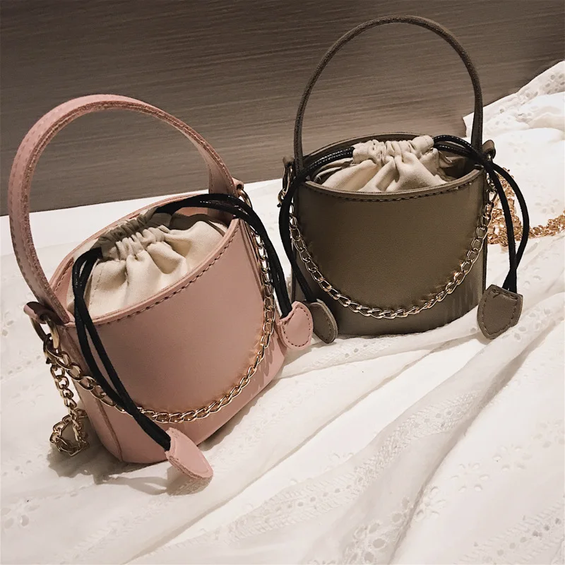 

JIULIN Korean version of fashion belt fan bucket bag chain simple one shoulder oblique span women's bag