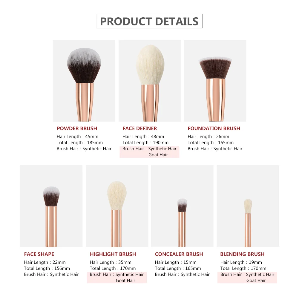 Pincéis de Maquiagem Ducare Escovas Pérola Branco Vermelho Preto Conjunto Profissional Beleza Compõem Escova Natural Fundação Cabelo pó Blushes - 5 Cheap Aplicador de sombra