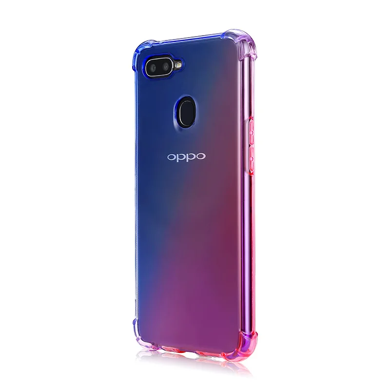 Shock Absorption Color Gradual Change TPU Phone Case For OPPO A7X F9 With Lanyard Hole |