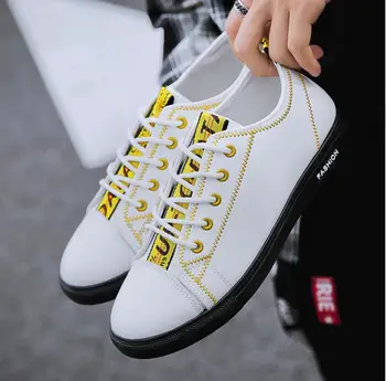 

Zapatos Hombre Male Fashion Spring & Autumn All Black Shoes Man's Comfortable Pu Leather White Chaussure Homme