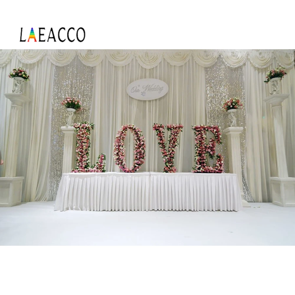 Laeacco Wedding Flower Spring Grass Balloon Photo Backdrops Curtain Photographic Backgrounds Customized Decor For Photo Studio