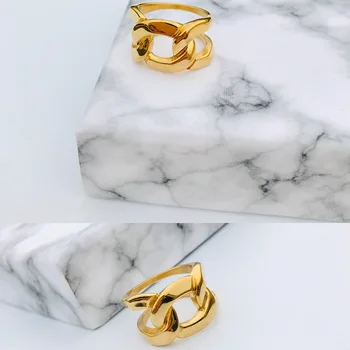 

European and American Popular Ornament Index Female Fashion Exaggerated Titanium Steel Casting Ring Gold Winter New Product