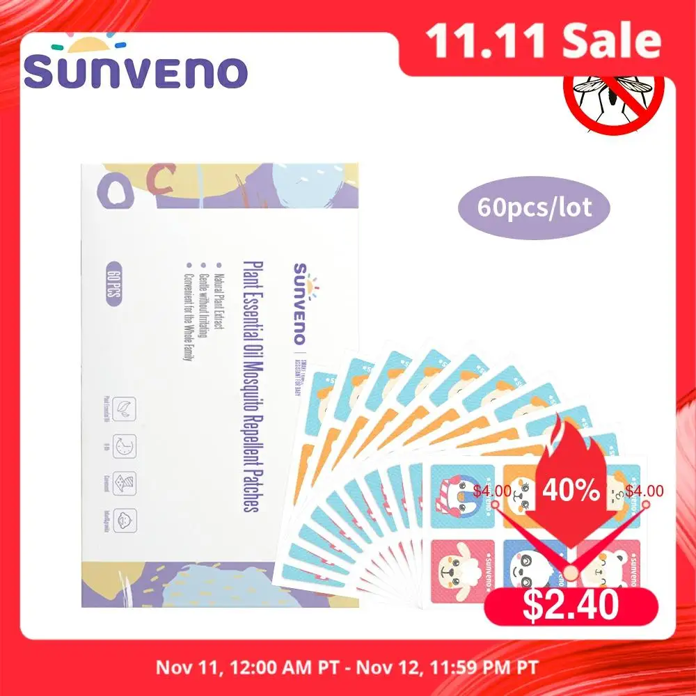 Sunveno 60pcs/Lot Natural Mosquito Repellent Sticker 100% Anti Mosquito Non Toxic Pure Essential Oil Keeps Insects Far Away afbeelding