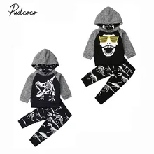 Коллекция года, брендовая одежда с динозавром для новорожденных девочек и мальчиков, комплект из 2 предметов детская одежда с капюшоном комплект с толстовкой+ штаны, крутой спортивный костюм осенний комплект