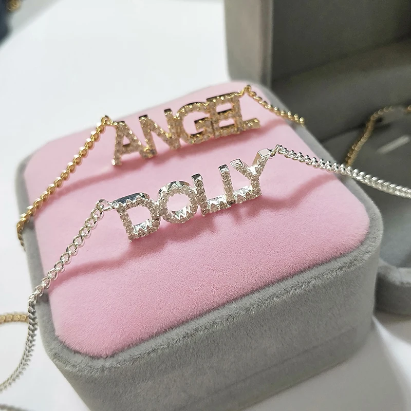 DODOAI Custom Name Necklaces 9mm Letters Necklace for Women Name Necklaces Numbers Personaliz Necklace Crystal Pendant for Women - Image 2