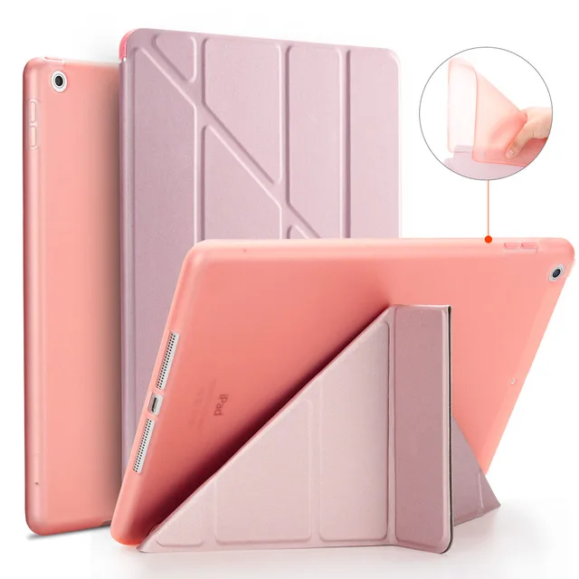 rose gold Y Стильный силиконовый из искусственной кожи Smart Cover чехол для Apple iPad Air 1 Air 2, 5, 6, iPad 9,7 A1822 A1823 A1893 Coque Funda - Цвет: rose gold