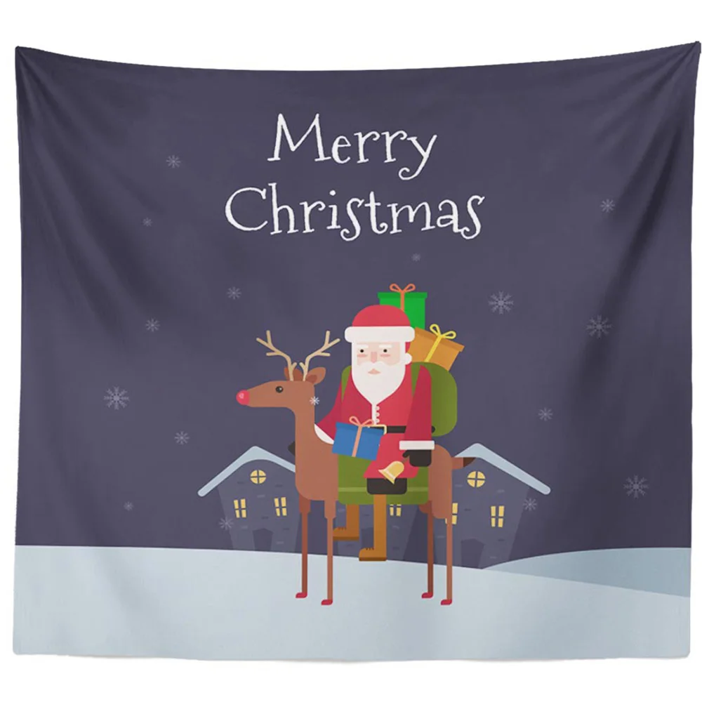 Merry Christmas гобелен лось Санта Клаус колокольчик гобелен вечерние декоративная настенная вешалка украшение для дома занавеска аксессуары - Цвет: Оливково зелёный