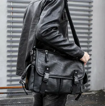 

Men's Business Leather Briefcase Casual Shoulder Bags Messenger Laptop Korean Style Simple Trendy Large-Capacity 2020 New Hot
