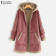 

ZANZEAFemme Hoodies Outwear Streetwear Poncho Zipper Hooded Fleece Jackets Women Long Sleeve Coat Vintage Solid Loose Overcoats