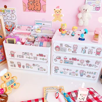 

Desktop Storage Box Large Multi-Function Cartoon DIY Office Multi-layer Toy organizer Plastic storage container Strash Box