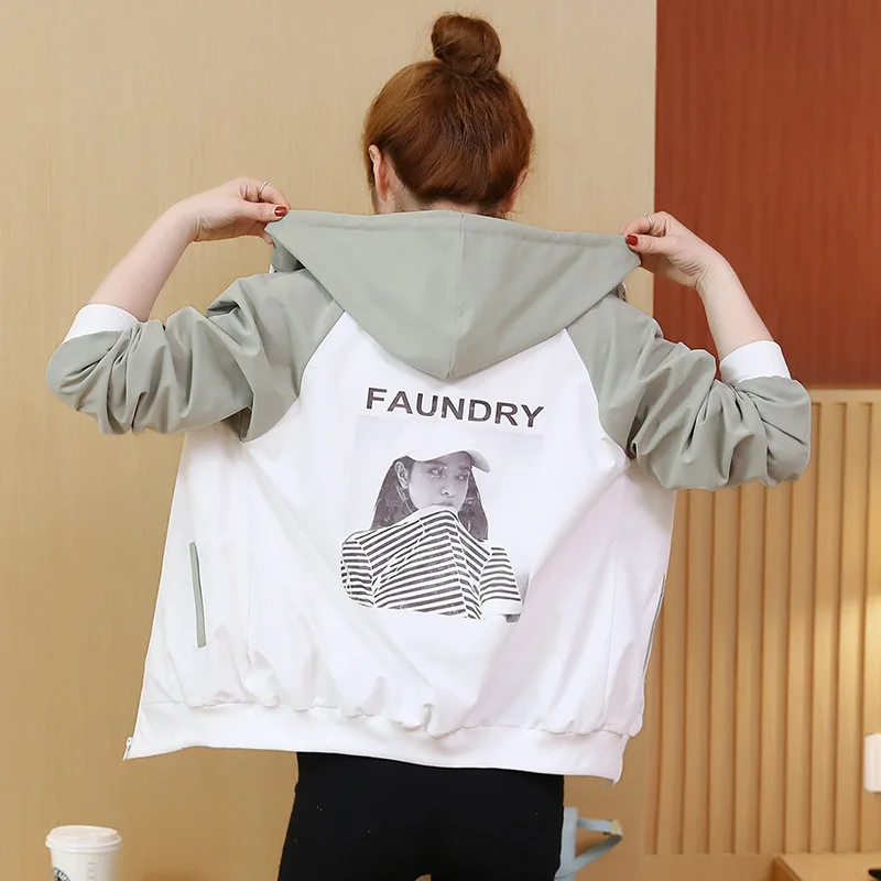 

Spring Double Layer Then Operated Korean-style Long-sleeved Upper Garment Loose-Fit Slimming Versatile Harajuku BF Hooded Croppe